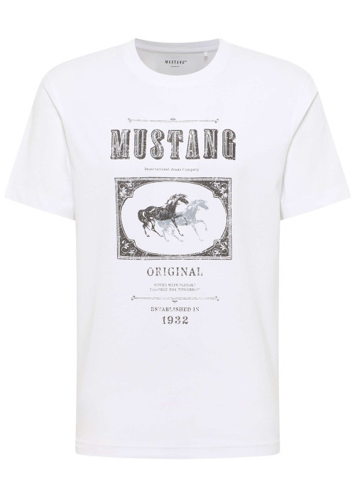 T-shirt en coton blanc avec un motif fantaisie à l'avant et un col rond