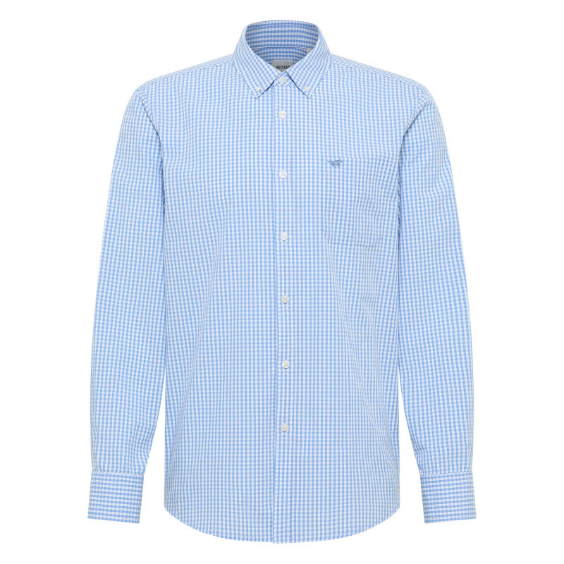 Mustang - Chemise En Coton Bleu Ciel Ornée D'un Motif à Petits Carreaux - Ciel