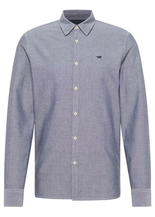 Chemise en coton bleu argenté avec un col chemise et boutonnière