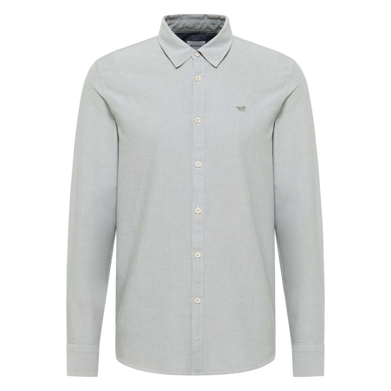 Mustang - Chemise En Coton Grise Avec Un Col Chemise Et Boutonnière à L'avant - Grise