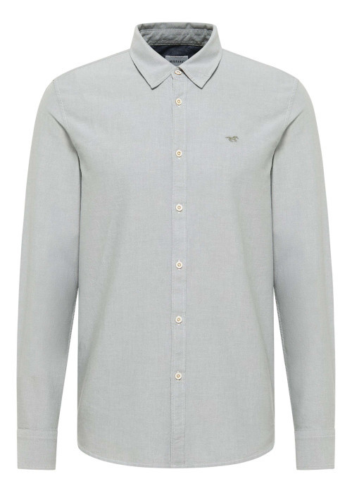 Chemise en coton grise avec un col chemise et boutonnière à l'avant