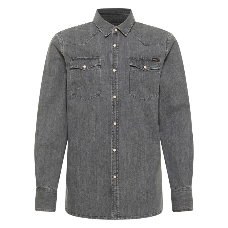 Mustang - Chemise En Coton Anthracite Avec Un Col Chemise Et Poches Sur La Poitrine - Anthracite