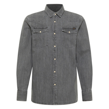 Chemise en coton anthracite avec un col chemise...