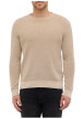 Thumbnail Pull en coton beige uni avec un col rond et des manches longues - Image 3