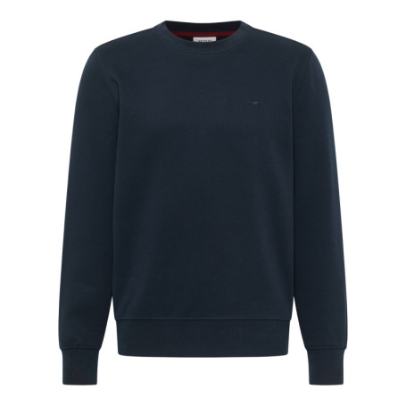 Pull en coton bleu marine avec un col rond et...