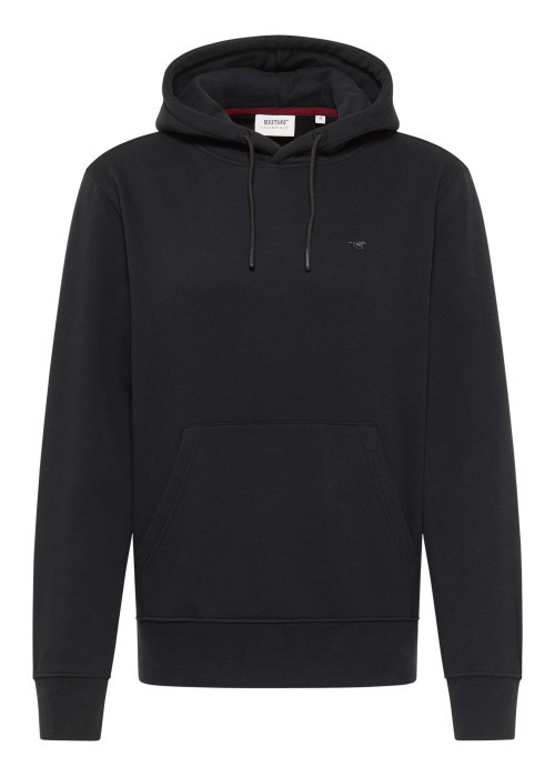 Sweat en coton noir avec un col à capuche et cordon de serrage
