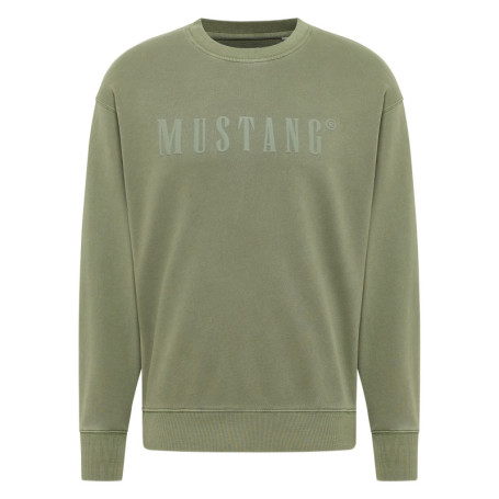 Pull en coton kaki uni avec un col rond et des...