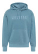 Thumbnail Sweat en coton bleu avec un col à capuche et cordon de serrage