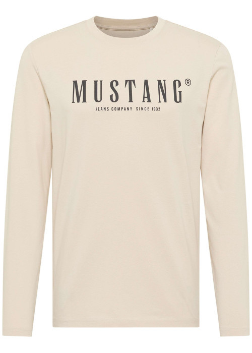 T-shirt en coton beige à col rond orné d'un logo oversize à l'avant