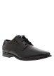 Thumbnail Derbies en cuir marron avec semelle à talon plat et à lacets ronds bleu marine - Image 3