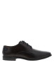 Thumbnail Derbies en cuir marron avec semelle à talon plat et à lacets ronds bleu marine