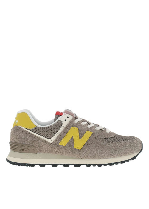 Baskets multisport en cuir taupe avec semelle crantée et fermeture à lacets