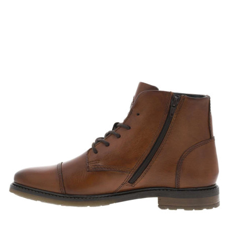 Bottines en cuir cognac avec lacets ronds bruns...