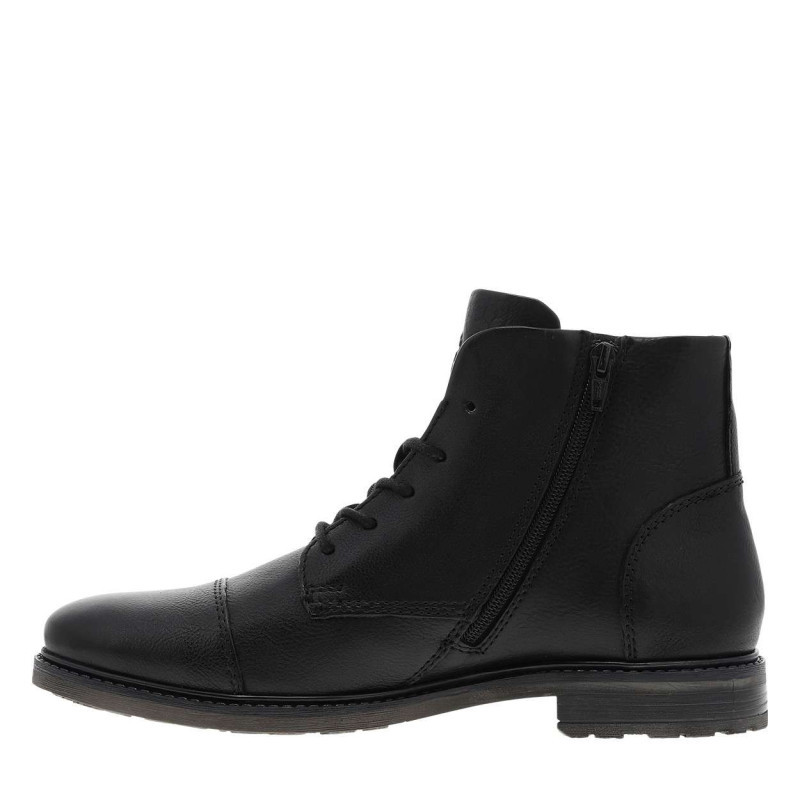 Bugatti - Bottines En Cuir Noires Avec Semelle à Talon Plat Et à Lacets Ronds - Noires