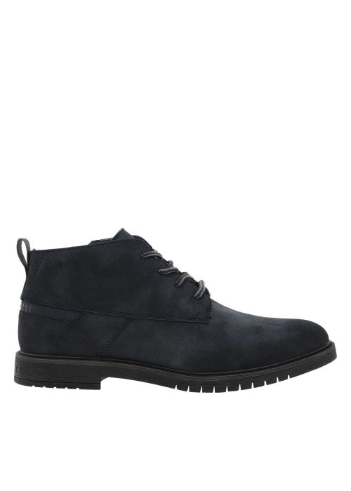 Bottines bleu marine avec semelle à talon plat et doublure effet lainage