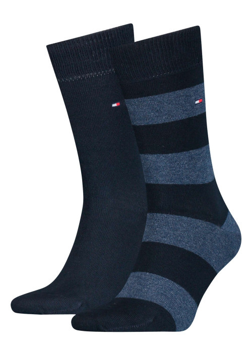 Lot de 2 paires de chaussettes bleu marine hautes en coton mélangé