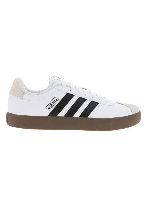 Tennis blanches avec semelle à talon plat avec empiècements en cuir nubuck