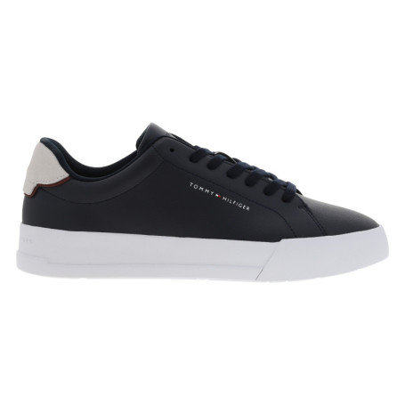 Tennis en cuir bleu marine à lacets avec...