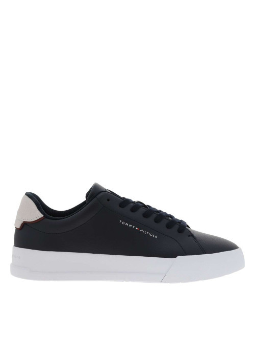 Tennis en cuir bleu marine à lacets avec semelle à talon plat