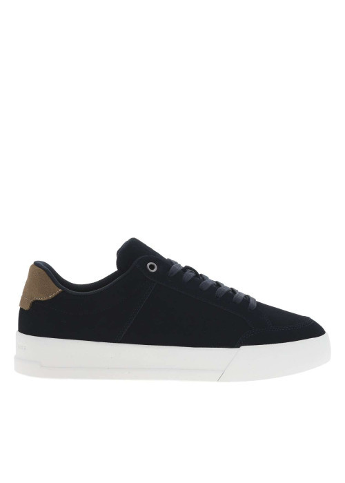 Tennis en cuir bleu marine à lacets avec semelle à talon plat
