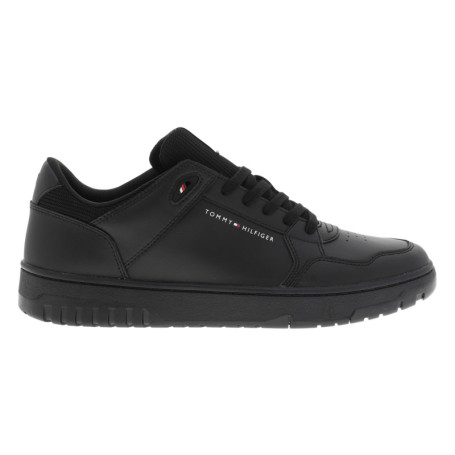 Sneakers en cuir noires à lacets avec semelle à...