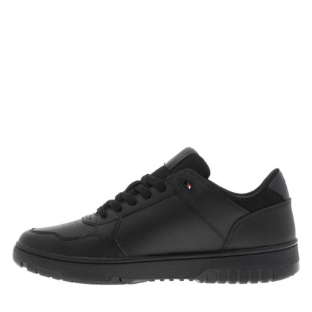 Sneakers en cuir noires à lacets avec semelle à...