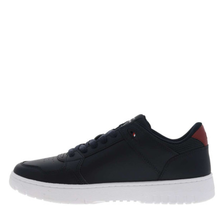 Sneakers en cuir bleu marine à lacets avec...