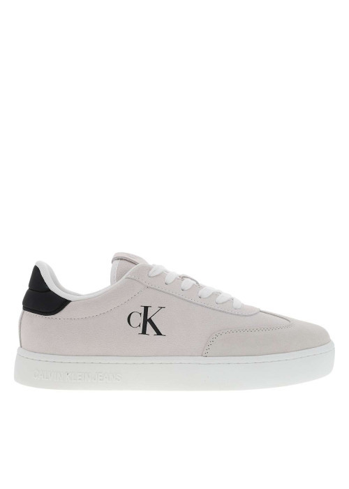 Tennis Rome en cuir nubuck beiges avec logos de la marque embossés