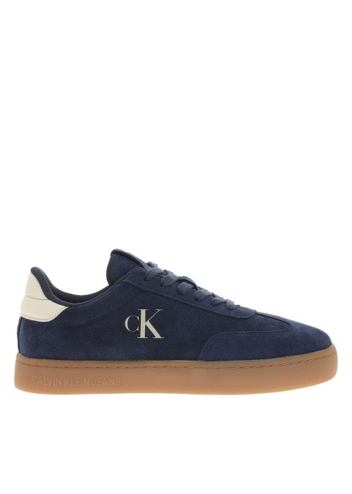 Tennis Rome en cuir nubuck bleu marine avec logos de la marque embossés