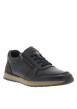 Thumbnail Sneakers en cuir bleu marine avec semelle à talon plat et zip latéral - Image 3