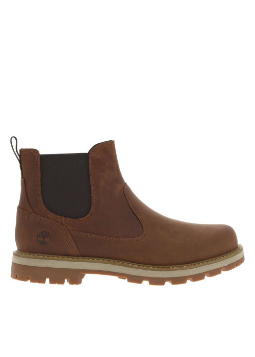 Boots camel pourvues de soufflets élastiqués et du logo de la marque