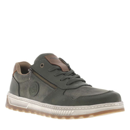 Sneakers kaki avec double fermeture et patch de...