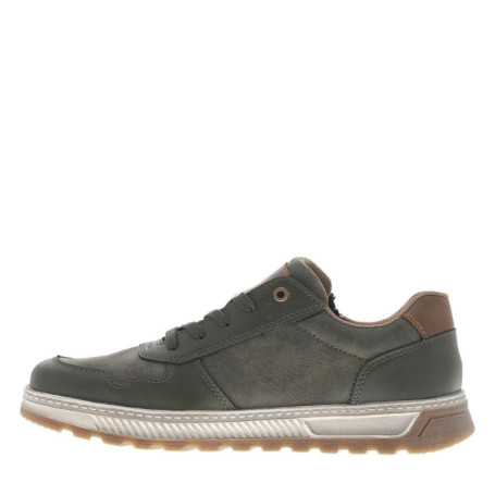 Sneakers kaki avec double fermeture et patch de...