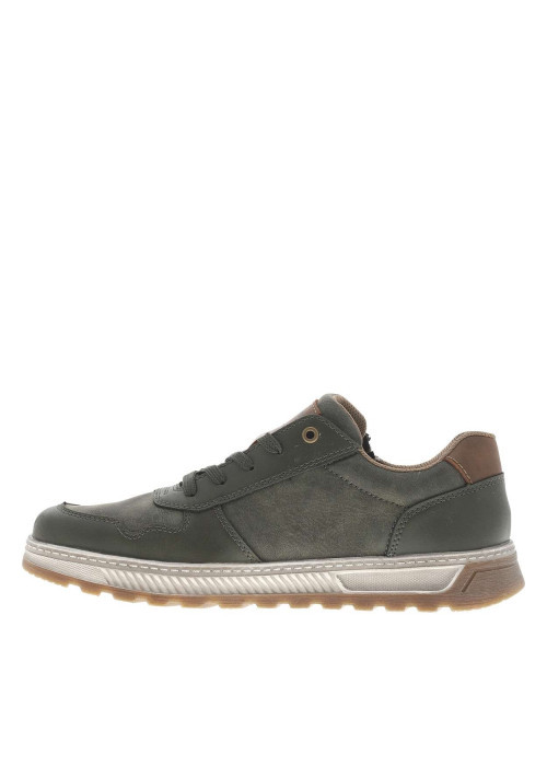 Sneakers kaki avec double fermeture et patch de...