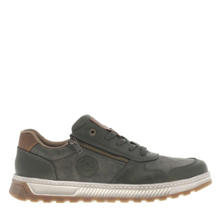 Sneakers kaki avec double fermeture et patch de...