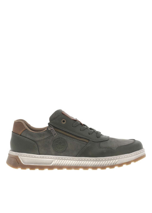 Sneakers kaki avec double fermeture et patch de...