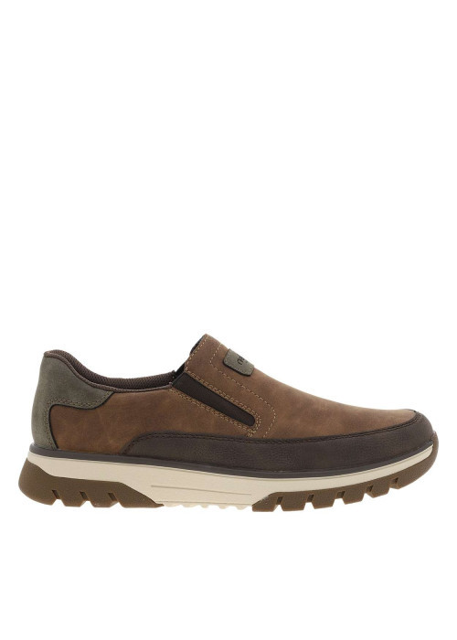 Mocassins cognac avec semelle à talon plat et soufflets élastiqués