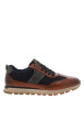 Thumbnail Sneakers en cuir cognac avec semelle à talon plat et zip latéral