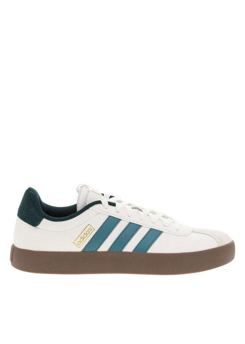 Tennis en cuir écrues avec semelle à talon plat et lacets ton sur ton