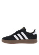 Thumbnail Tennis noires en croûte de cuir avec semelle à talon plat et à lacets - Image 2