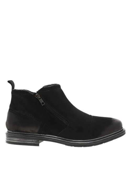 Boots en cuir noires avec semelle à talon plat et zip latéraux