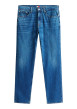 Thumbnail Jean slim en coton bleu avec des passants et une coupe droite