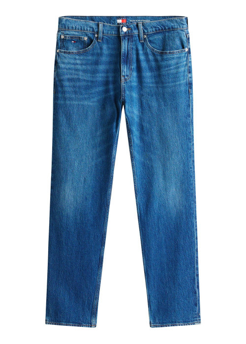 Jean slim en coton bleu avec des passants et une coupe droite