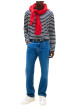 Thumbnail Jean slim en coton bleu avec des passants et une coupe droite - Image 2