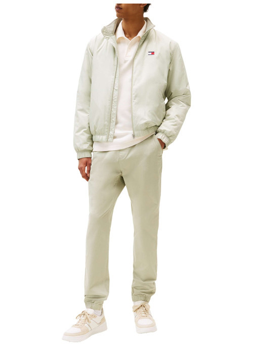 Pantalon jogging en coton tilleul uni avec une coupe slim et un lien