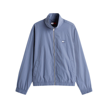 Blouson bleu uni avec une coupe droite col et...