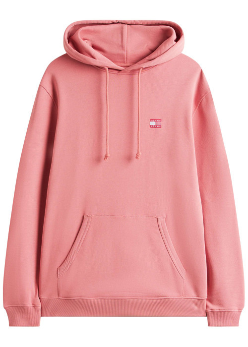 Sweat en coton rose uni avec une coupe droite et un col à capuche