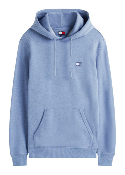 Sweat Tommy Jeans coton avec manches longues et col à capuche bleu