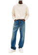 Thumbnail T-shirt en coton beige uni avec une coupe droite et un col rond - Image 2
