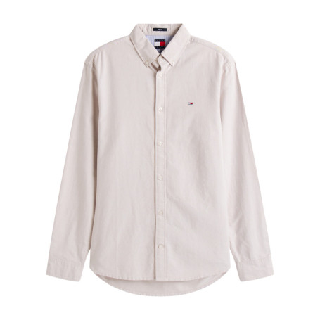 Chemise en coton beige unie avec des boutons et...